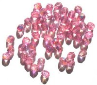 50 6mm Faceted Pink AB Firepolish Beads